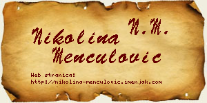 Nikolina Menčulović vizit kartica